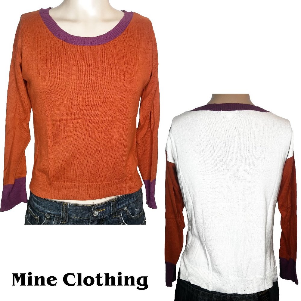 Mine Orange White Retro Dual Sided Pullover